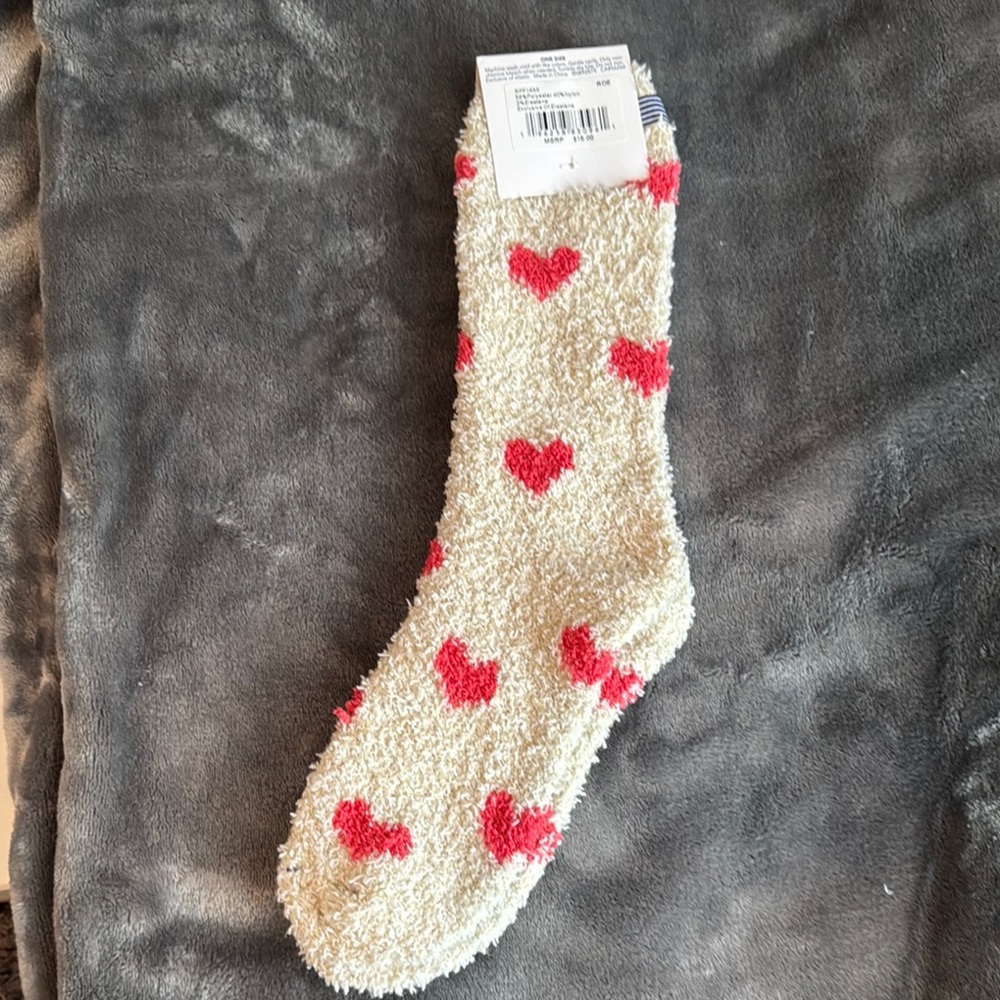 Splendid Cream and Red Heart Socks